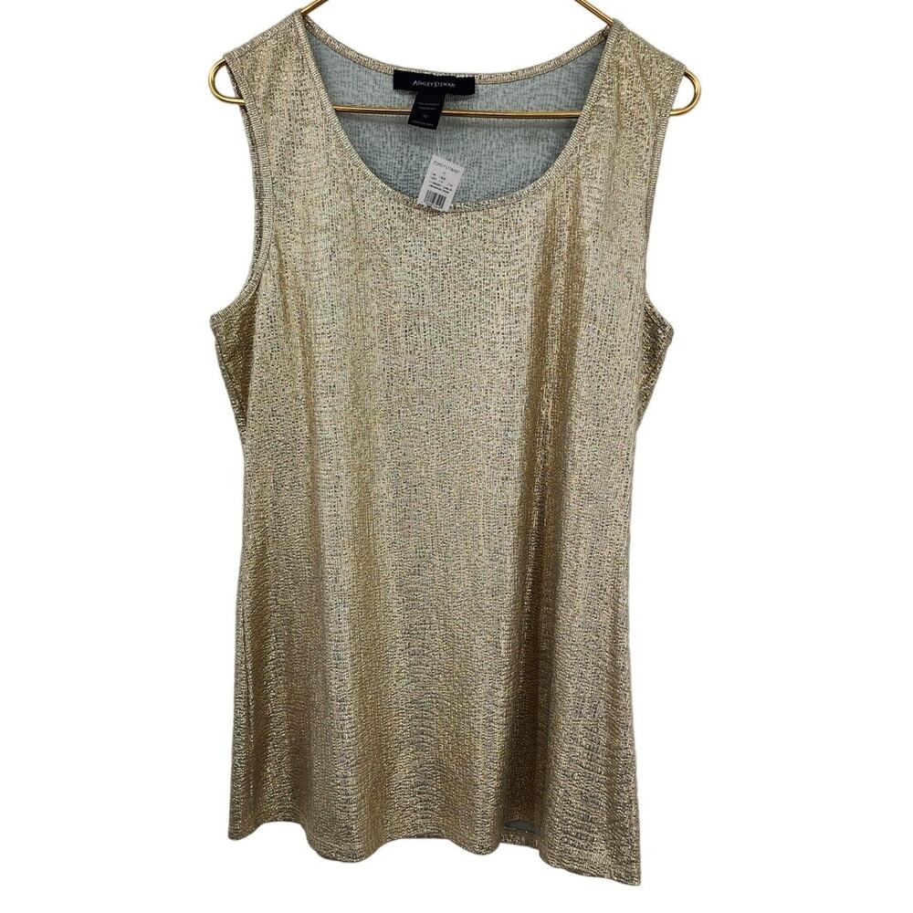 New NWT Ashley Stewart Gold Sleeveless Holiday Winter Layering Tank Top Size 12